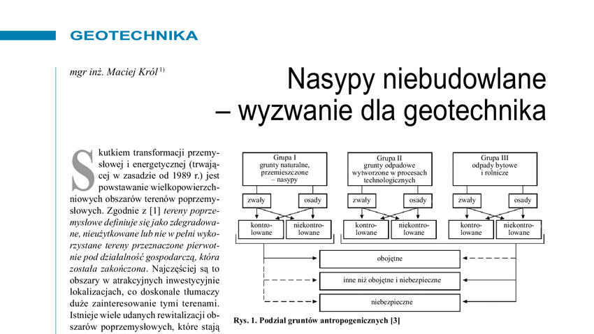 Artykuł o nasypach niebudowlanych