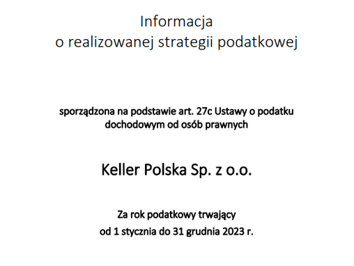 Informacja o zrealizowanej strategii podatkowej w 2023 r.